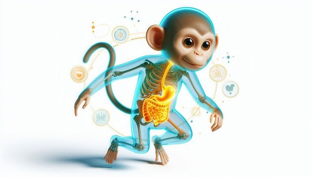 Interactive learning experience animated monkey anatomy digital education fun environment engaging viewpoint