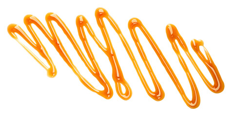 Delicious Caramel Sauce Drizzle Isolated on Black Background