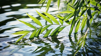 Fototapeta premium Tranquil Water, Lush Greenery