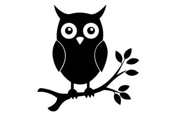 owl on a branch silhouette vector,