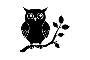 owl on a branch silhouette vector,
