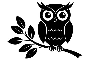 owl on a branch silhouette vector,