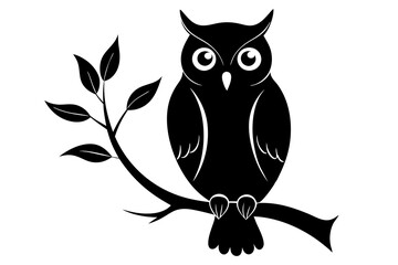 owl on a branch silhouette vector,
