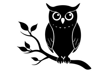 owl on a branch silhouette vector,