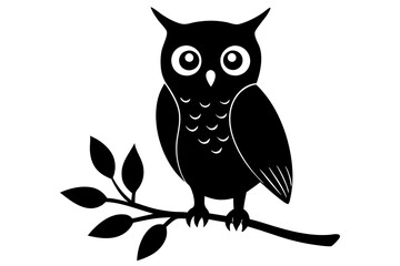owl on a branch silhouette vector,