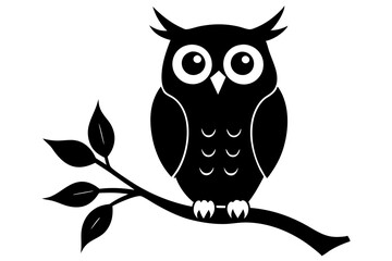 owl on a branch silhouette vector,