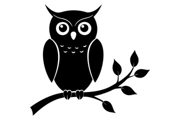 owl on a branch silhouette vector,