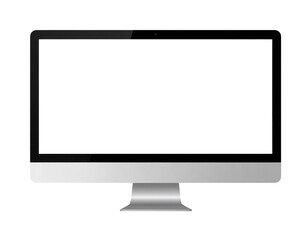Sleek modern desktop computer monitor with a wide display and silver stand.