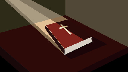 Light on Holy Bible , flat color illustration