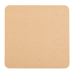 Square cork coaster with rounded edges and a textured surface.