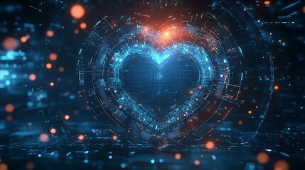 Obraz premium Digital heart in technology background