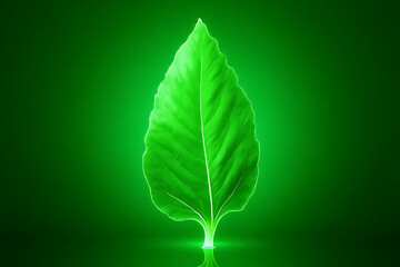 Fototapeta premium Vibrant green leaf close-up nature setting high-quality image bright background macro view freshness