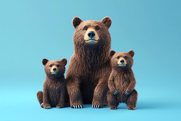 Three cartoon bears sitting together against a blue background, showcasing family dynamics and warmth