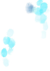 エメラルドブルーの水彩にじむ爽やかなフレーム