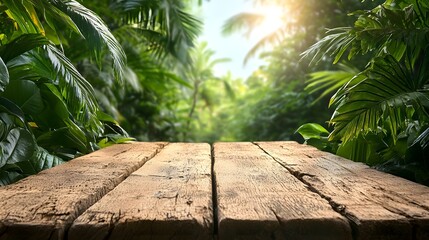 Wooden boardwalk winding through a lush verdant forest inviting viewers to embark on a serene and immersive journey of and nature appreciation  The scene offers a tranquil