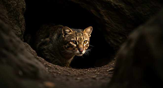 Majestic jaguarundi emerges from shadows intense gaze captivating beauty wild feline