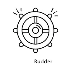 Rudder Vector Outline Style Icon. Eps 10 file