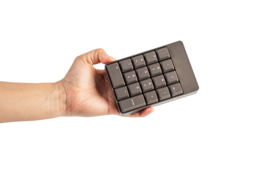 Bourne key contact numbers in hand on a transparent background.