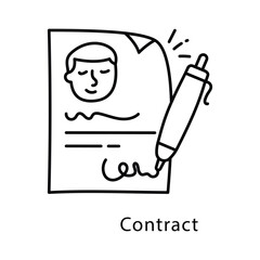 Contract Vector Outline Style Icon. Eps 10 file