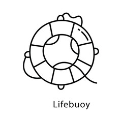 Lifebuoy Vector Outline Style Icon. Eps 10 file
