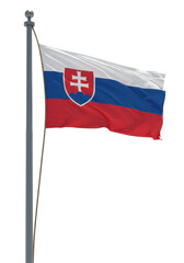 Slovakia Flag Waving In The Wind on a Flagpole isolated on Transparent PNG