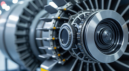 Close-Up of a Precision Engine Component in Modern Jet Turbine Technology