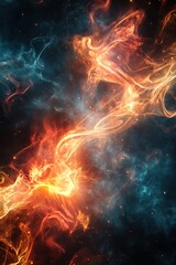 Fototapeta premium Abstract fiery nebula in the cosmos