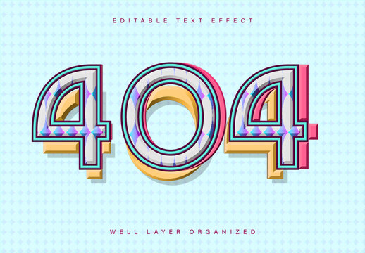 404 Text Effect Design Template for Error Page and Web UI