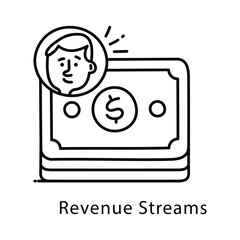 Revenue Streams Vector Outline Style Icon. Eps 10 file