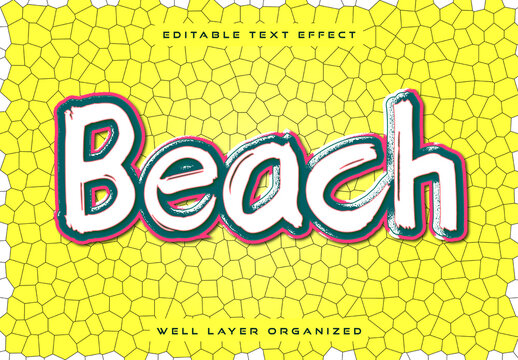 Beach Text Effect Design Template with Summer and Tropical Style