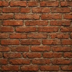 Obraz premium Old red brick wall with rough and uneven texture, weathered bricks with cracks and chipped edges, rustic vintage appearance, detailed mortar lines, high-resolution architectural background
