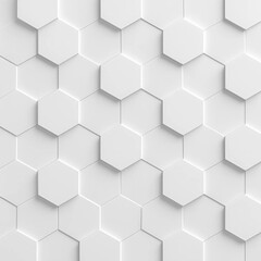 Naklejka premium Minimalist 3D hexagon pattern on white background, seamless geometric texture