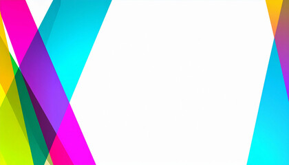 Colorful geometric shapes overlap each other, creating a vibrant and abstract composition