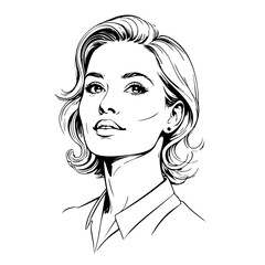 Stylish Line Art Portrait of a Confident Woman with Short Hair