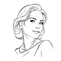 Elegant Line Art Portrait of a Confident Woman