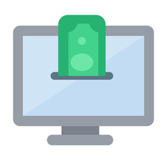 Online Payment Icon, Money on Screen