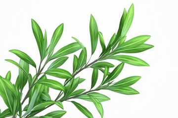 Fototapeta premium Rosemary sprig with green needles isolated on white perfect for natural food visuals and herb packaging