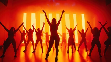 Energetic group fitness class