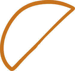 Abstract orange semicircle with diagonal line