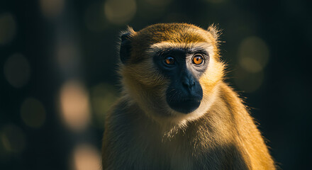 Obraz premium Golden Monkey Portrait Majestic and serene in the sunlit forest