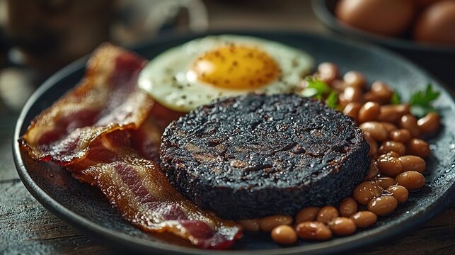 black pudding english breakfast staple 