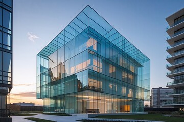 Fototapeta premium Elevated Transformative Glass Architectural Forms Shaping Contemporary Environments