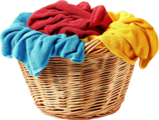 Colorful Laundry Basket Filled with Clothes