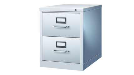 Two-Drawer File Cabinet on Transparent Background