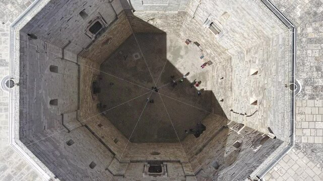 Drone view of Castel del Monte castle on Puglia in Italy