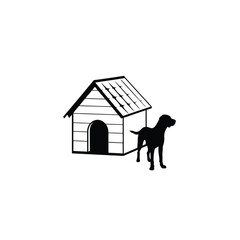 Dog house silhouette on white background
