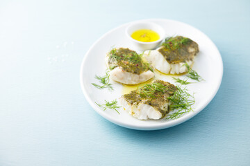 White fish fillet with herbs