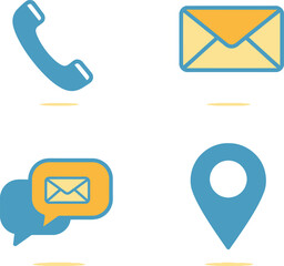 Bold Communication Icons: Phone, Email, Chat, Location Pin