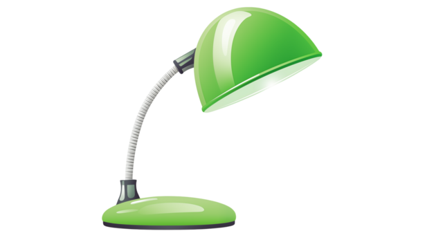 Green Desk Lamp on Transparent Background