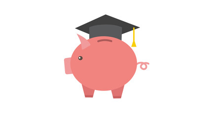 Piggy bank wearing graduation cap saving for education future goals success